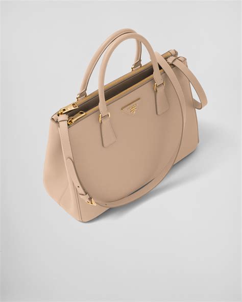 Sand Beige Large Prada Galleria Saffiano Leather Bag 